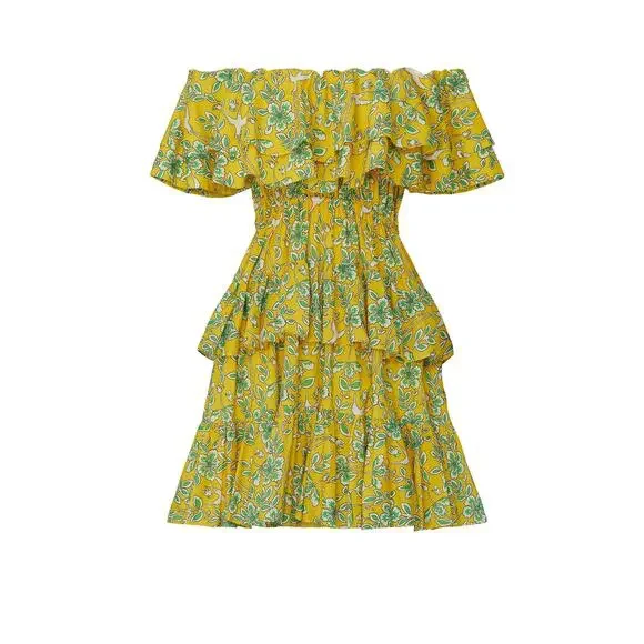 RHODE Dotty Dress in Yellow Floral Ruffles‎ Size Small - Picture 5 of 9